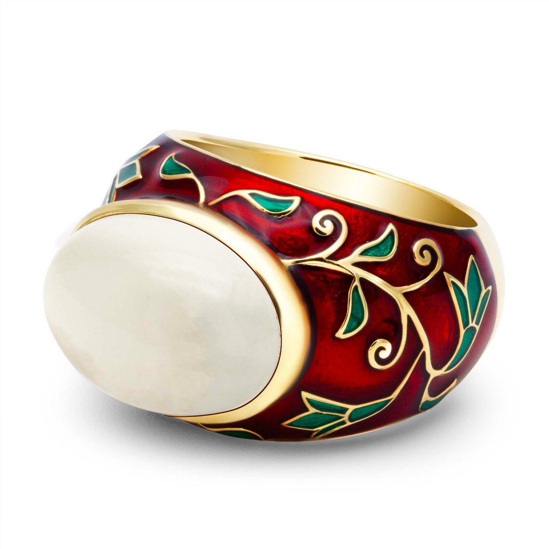 Ring - Moonstone (Enamel) In 18K Gold | Singhvi Jewels