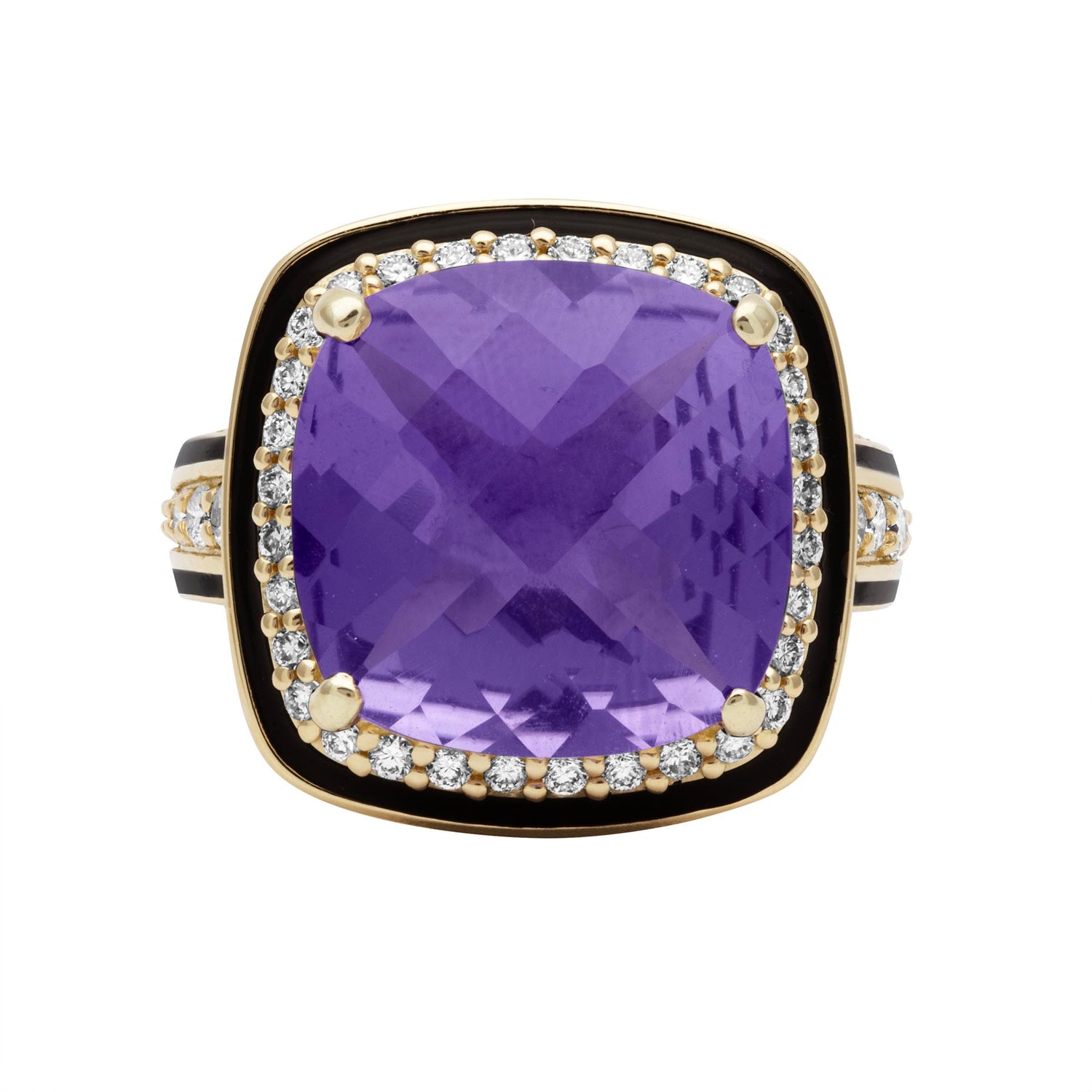 Ring - Amethyst And Diamond (enamel) (2395C) | Singhvi Jewels