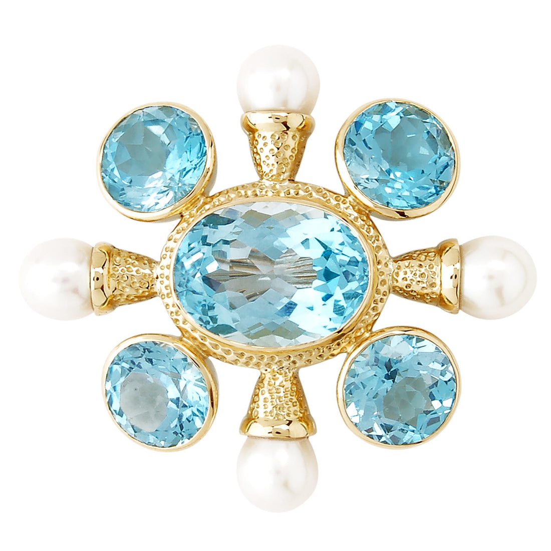 Brooch - Blue Topaz and Pearl | Singhvi Jewels