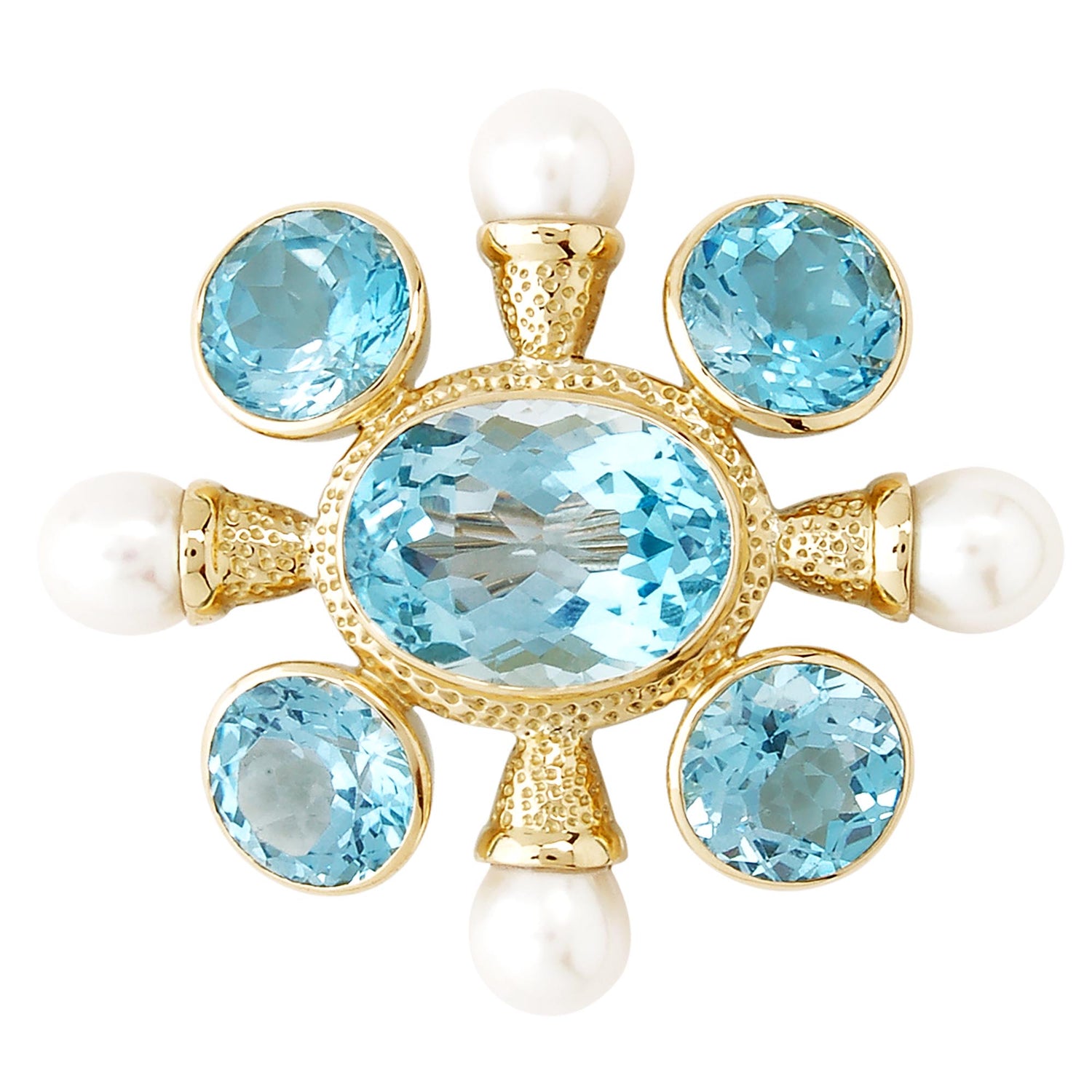 Brooch - Blue Topaz and Pearl | Singhvi Jewels