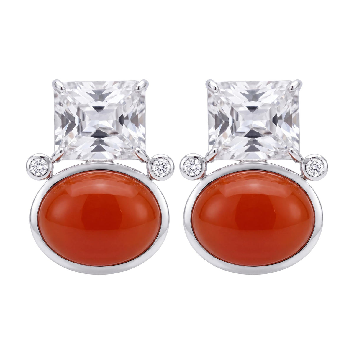 Earrings - Crystal, Cornellian And Diamond