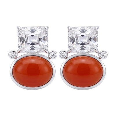 Repair - Earrings - Crystal, Cornellian And Diamond (346AS)