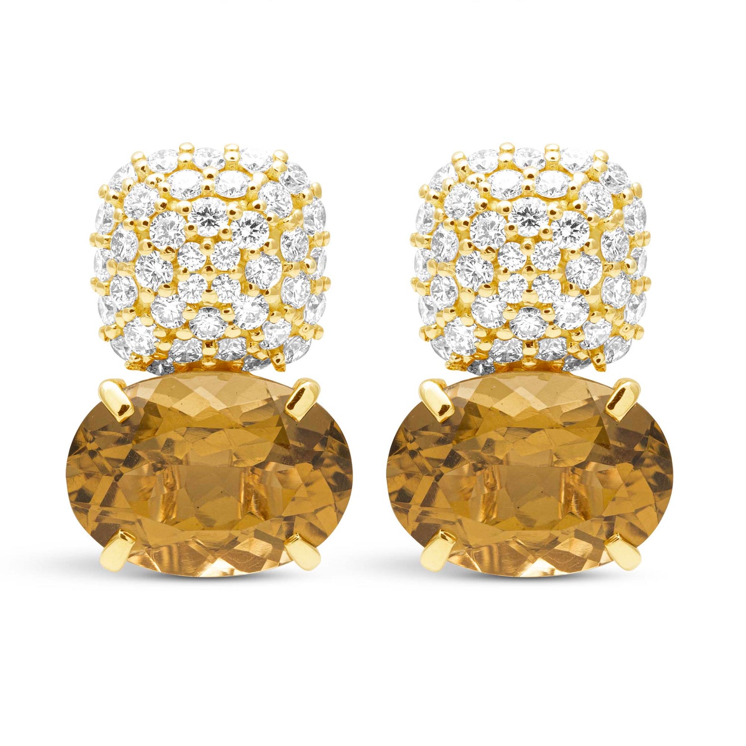 Earrings - Beer Quartz And Diamond | Singhvi Jewels