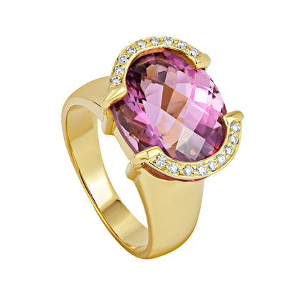 Ring- Rubellite And Diamond (1098K) | Singhvi Jewels