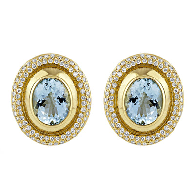 Earrings - Aquamarine And Diamond (1195A)