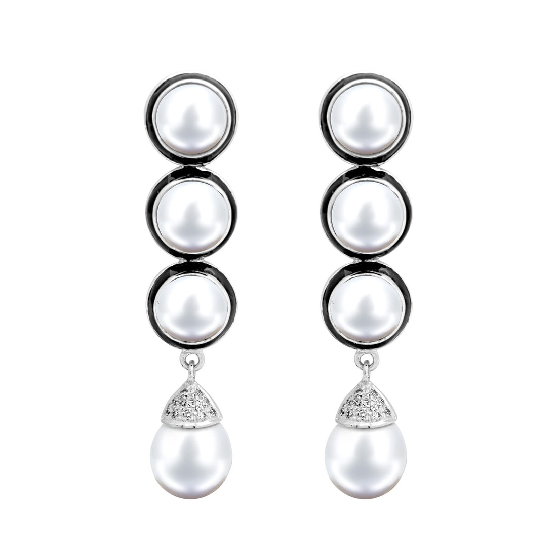 Earrings - South Sea Pearl And Diamond (Enamel)