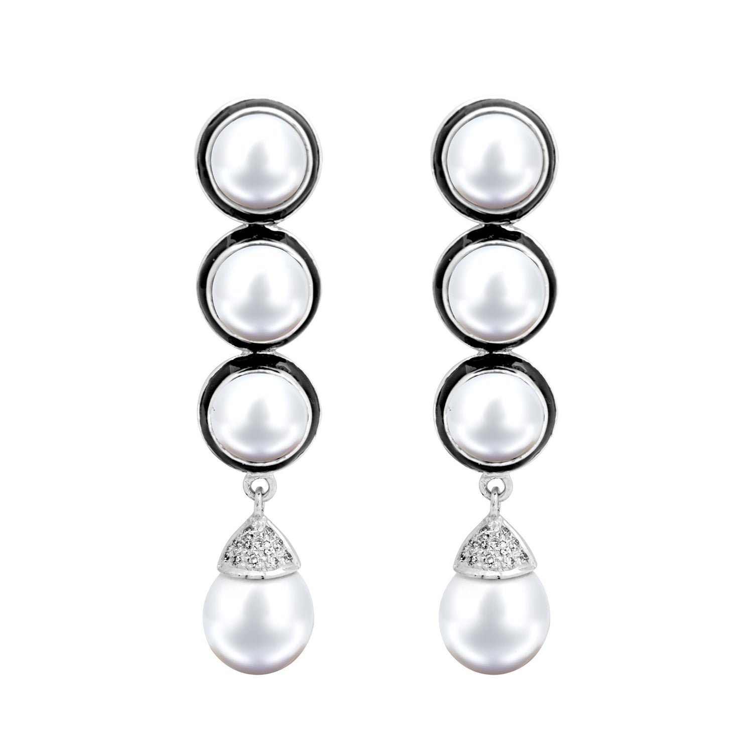 Earrings - South Sea Pearl And Diamond (Enamel)
