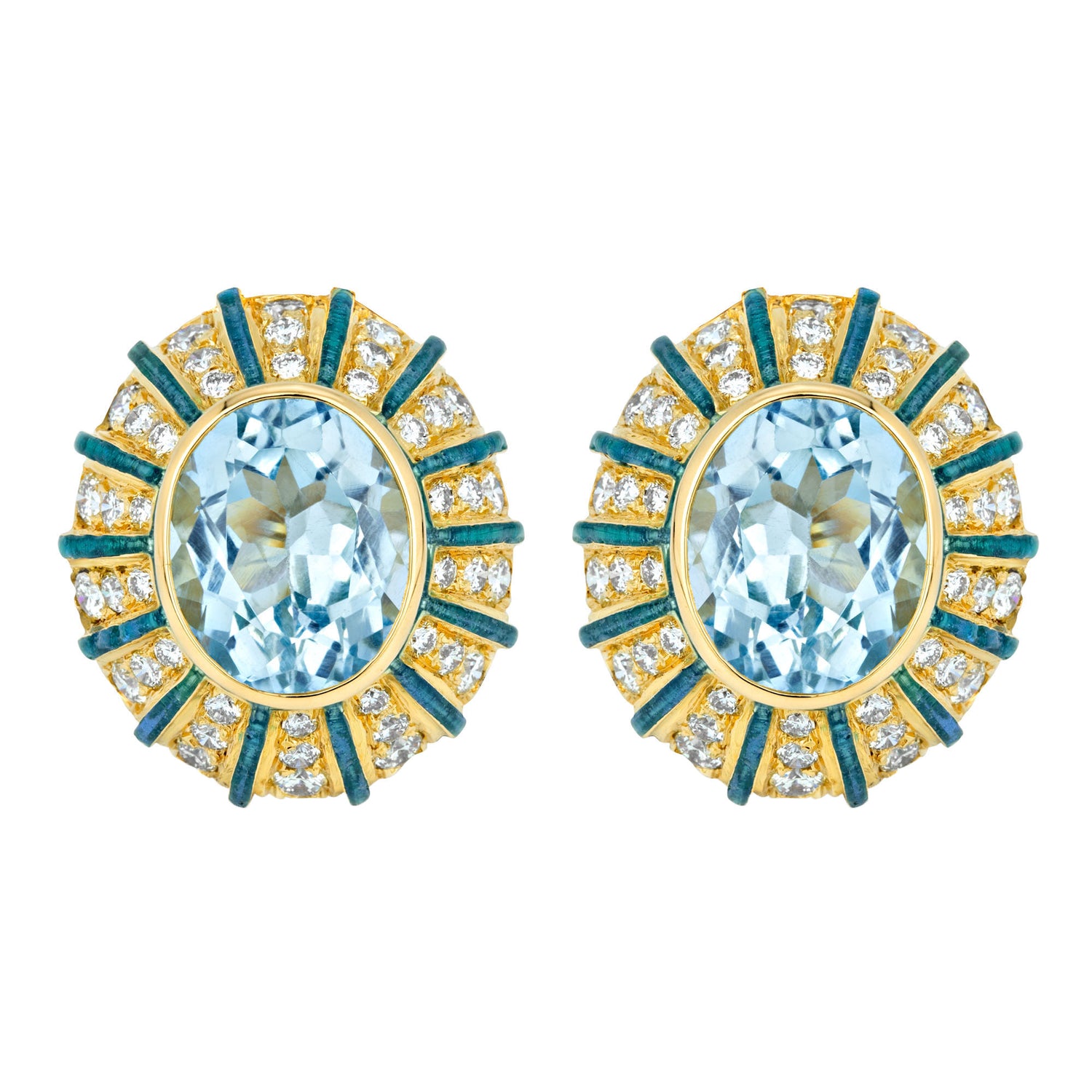 Earrings- Blue Topaz And Diamond (Enamel)
