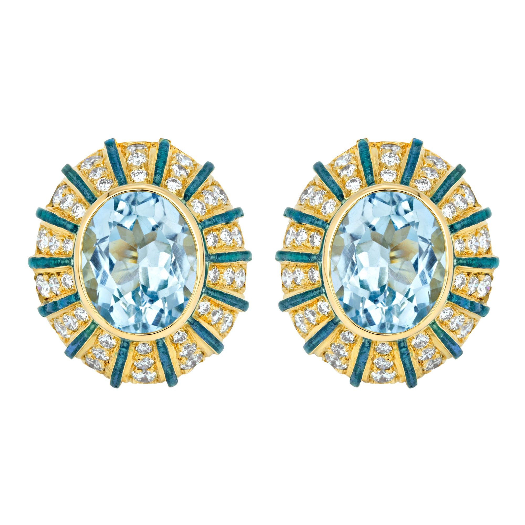 Earrings- Blue Topaz And Diamond (Enamel)