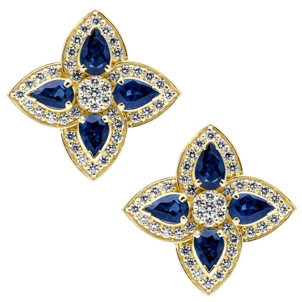 Earrings - Blue Sapphire And Diamond