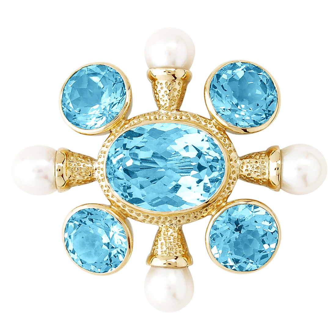 Brooch - Blue Topaz And Pearl