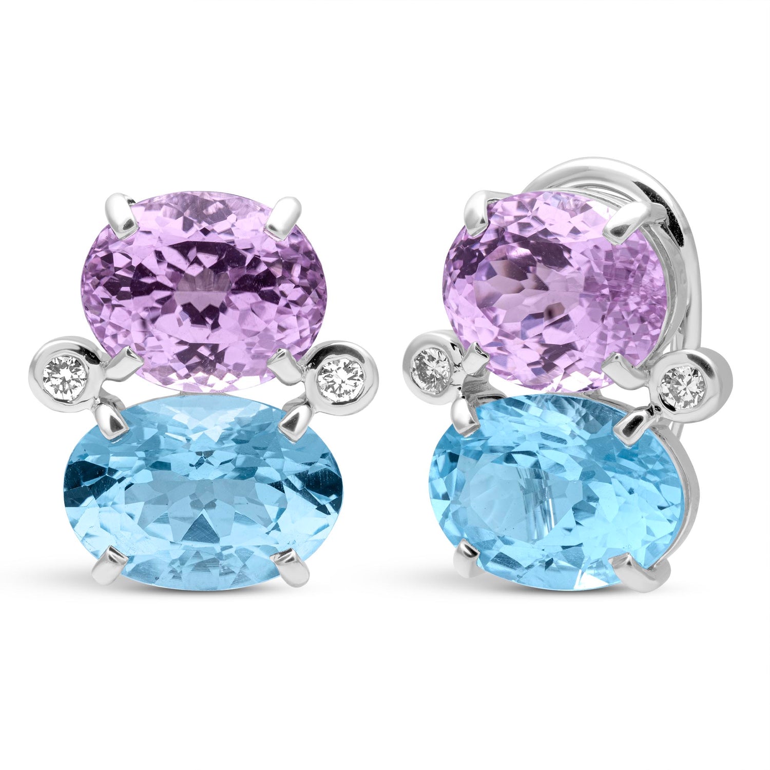 Earrings - Blue Topaz, Kunzite And Diamond | Singhvi Jewels