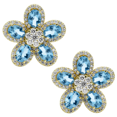 Earrings - Aquamarine And Diamond (2409F)