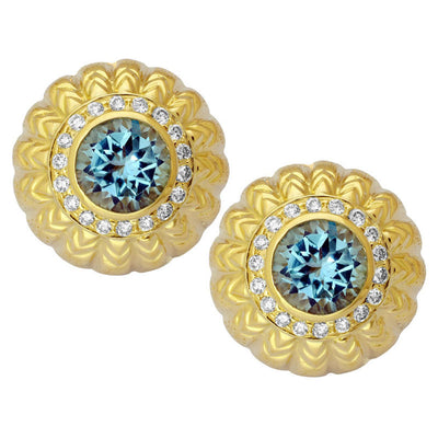 Earrings - Blue Topaz And Diamond