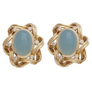 Repair - Earrings - Chalcedony & Diamond (1424G)