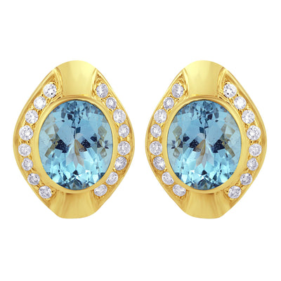 Earrings - Blue Topaz And Diamond