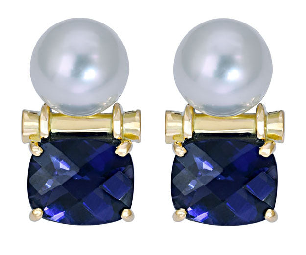 Repair - Earrings - Iolite and South Sea Pearl (15LM) | Singhvi Jewels