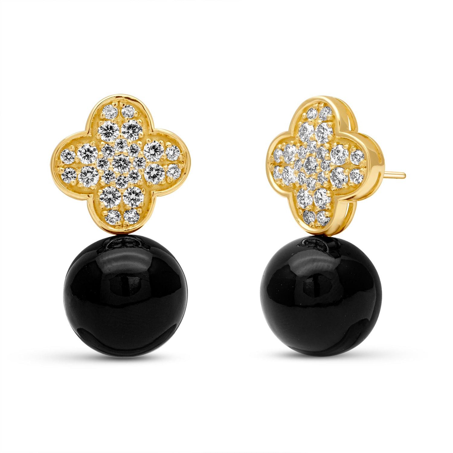 Earrings - Black Onyx And Diamond
