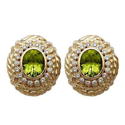 Earrings - Peridot And Diamond (1601F)