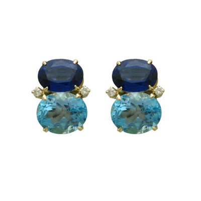 Repair - Earrings - Blue Topaz, Kyanite and Diamond in 18K Gold (1611I)