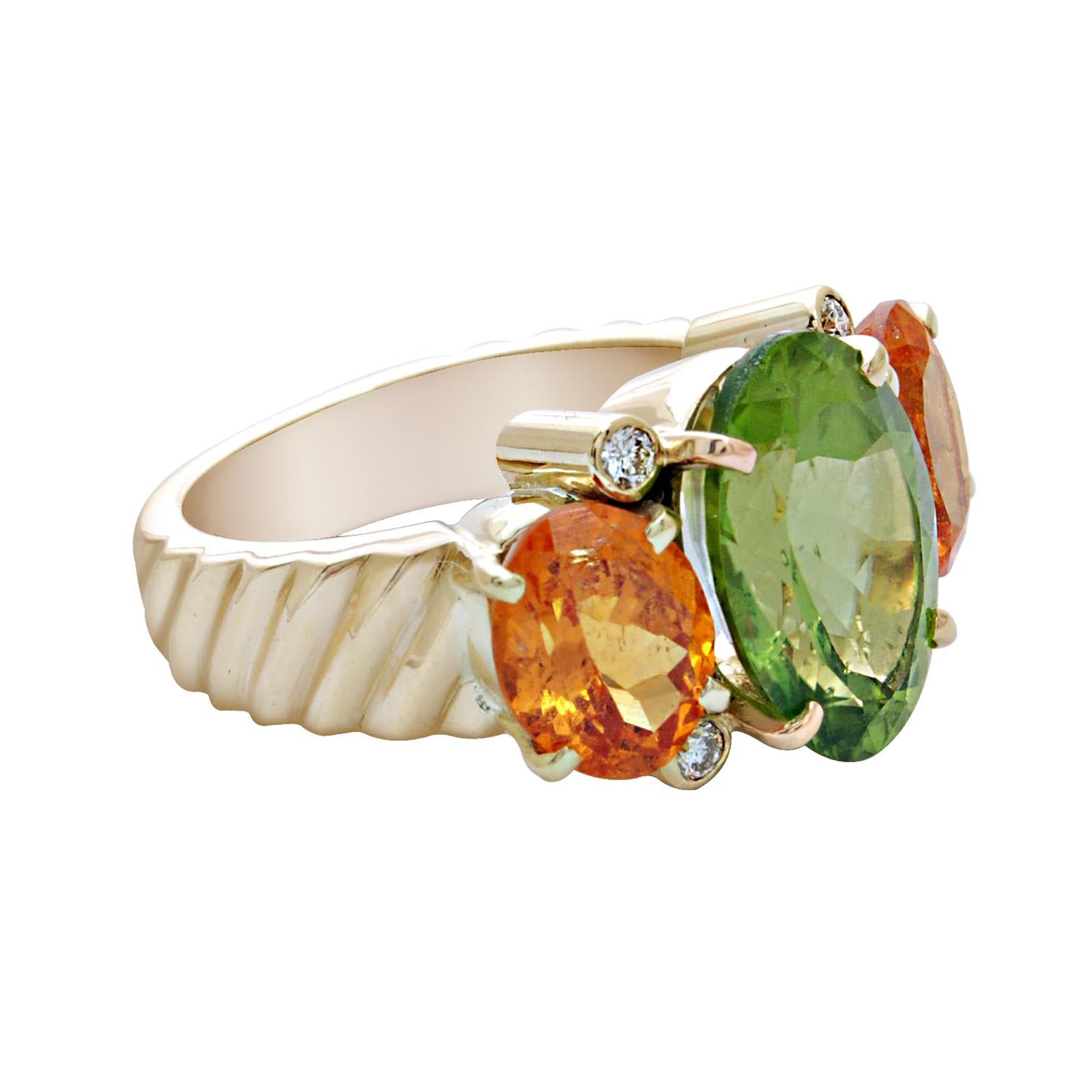 Ring - Peridot, Orange Garnet and Diamond | Singhvi Jewels