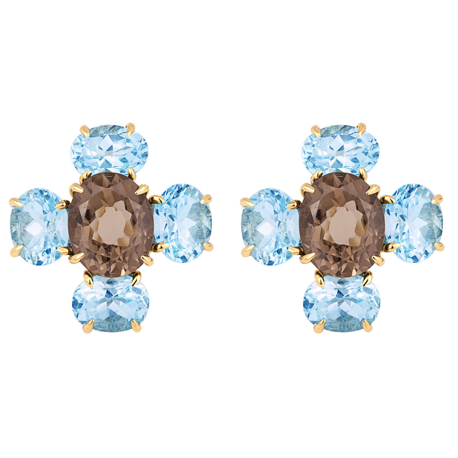 Repair - Earrings - Smokey Quartz &amp; Blue Topaz (1699Q) | Singhvi Jewels