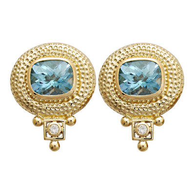 Earrings - Blue Topaz And Diamond