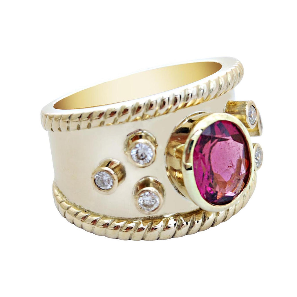Ring-Rubellite and Diamond  (1745N)