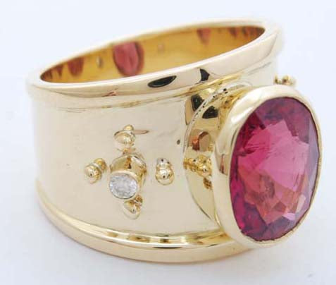 Repair - Ring Rubellite and Diamond in 18K Gold (1766A) | Singhvi Jewels