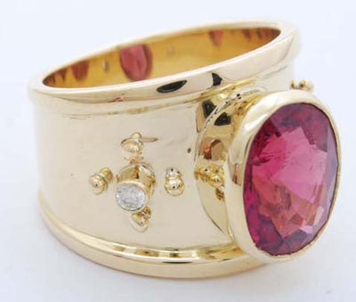 Repair - Ring Rubellite and Diamond in 18K Gold (1766A)