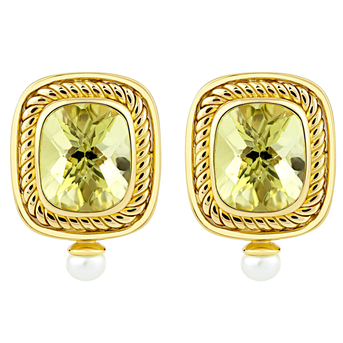 Earrings - Lemon Quartz and Pearl | Singhvi Jewels