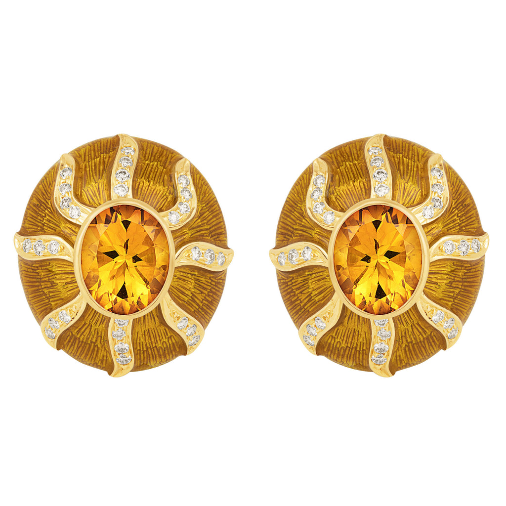 Earrings- Citrine And Diamond (Enamel) (1795L)