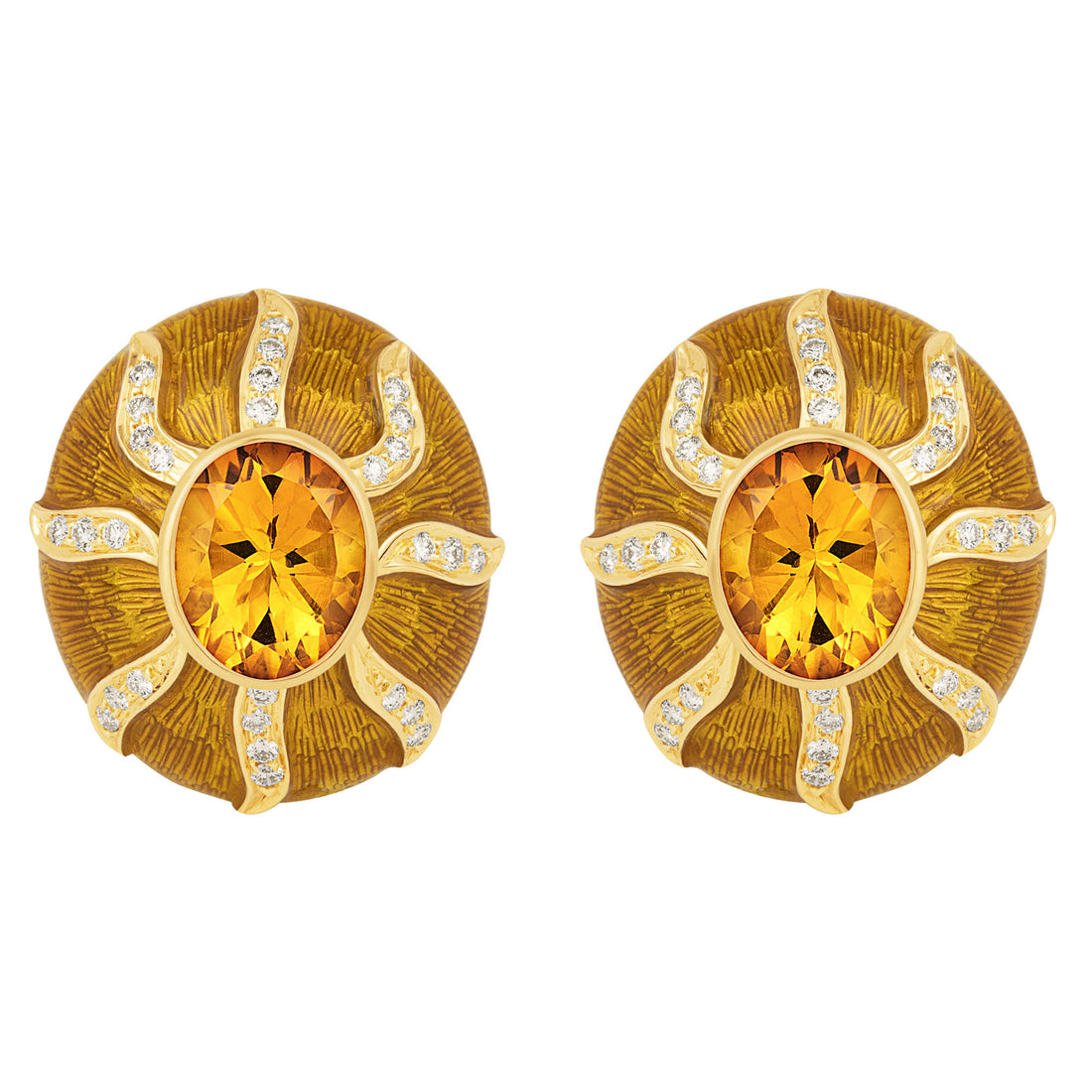 Earrings - Citrine and Diamond (Enamel) | Singhvi Jewels