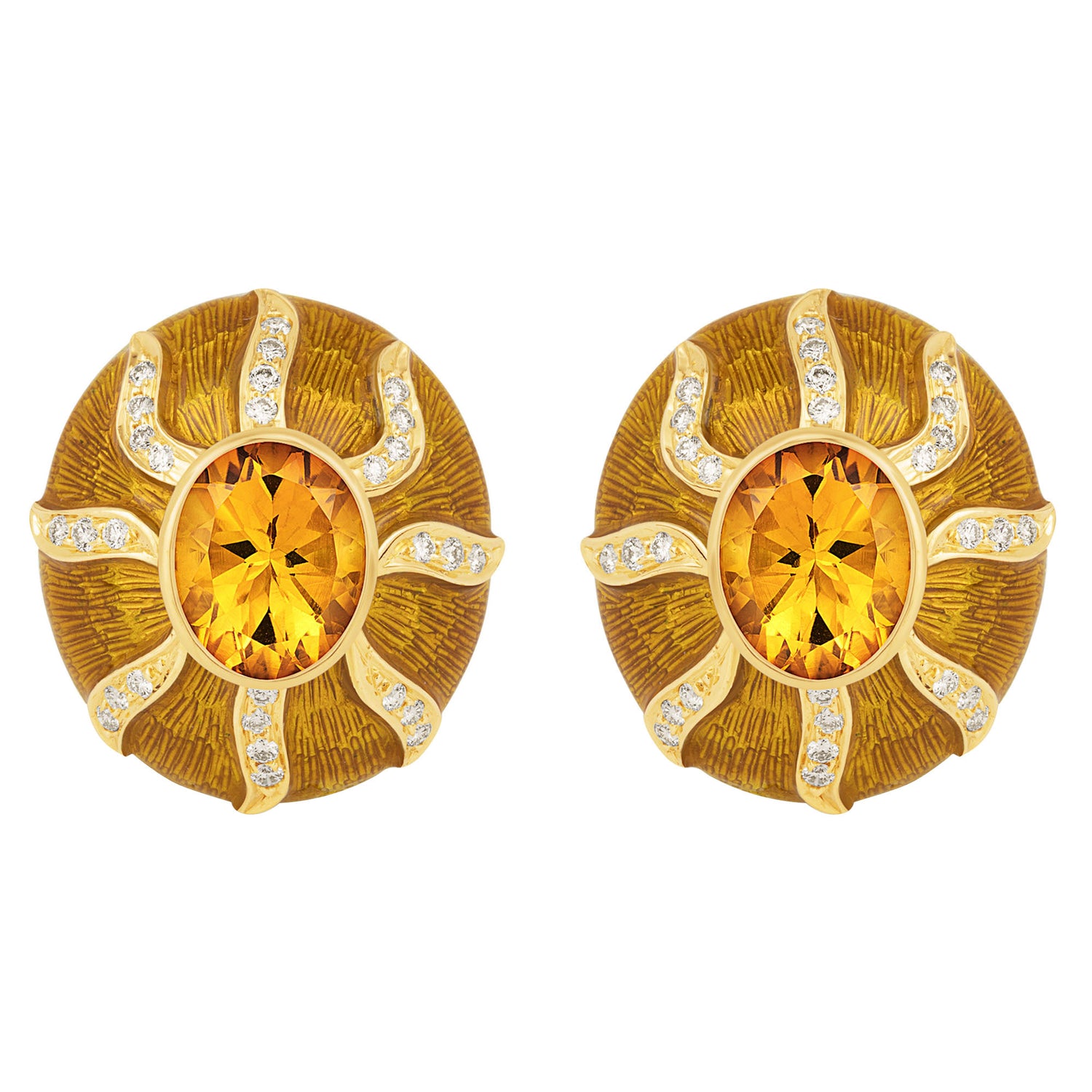 Earrings - Citrine and Diamond (Enamel) | Singhvi Jewels