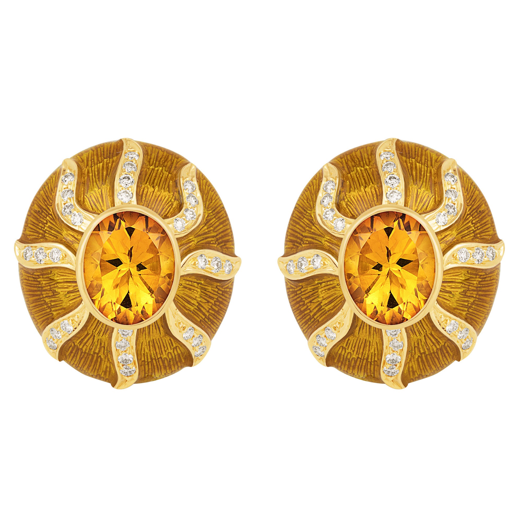 Earrings - Citrine and Diamond (Enamel) | Singhvi Jewels