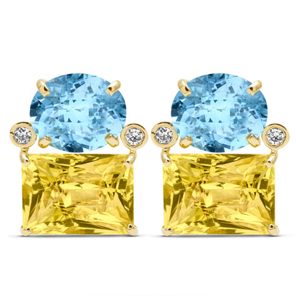 Earrings - Blue Topaz, Lemon Quartz And Diamond | Singhvi Jewels