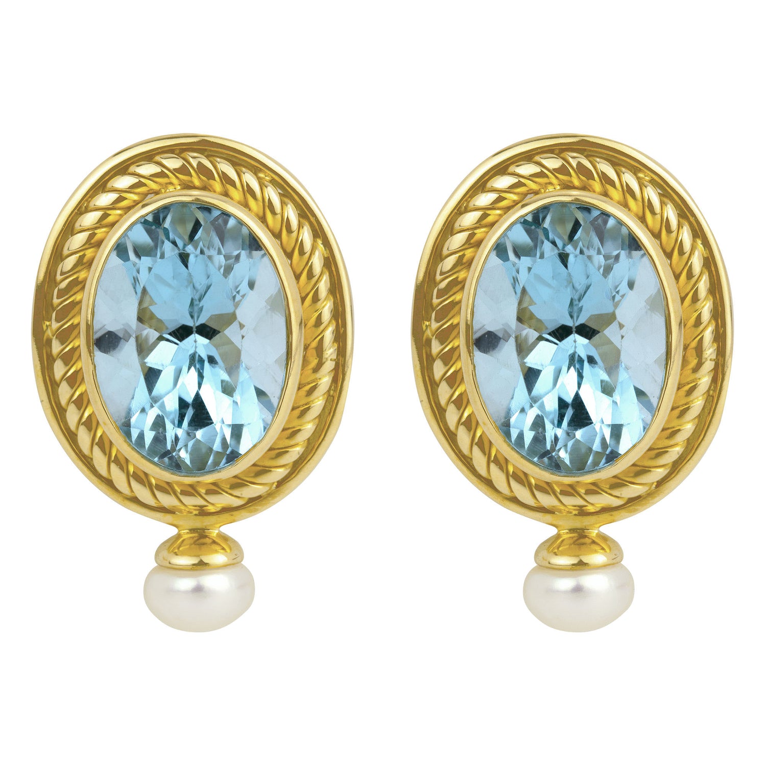 Earrings- Blue Topaz And Pearl (1821J) | Singhvi Jewels