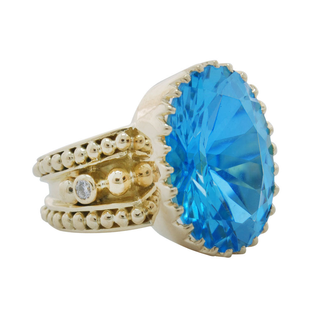 Ring- Blue Topaz And Diamond (1829G) | Singhvi Jewels
