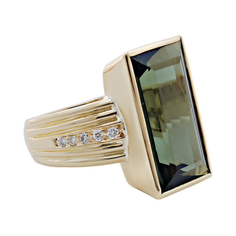 Repair - Ring - Green Tourmaline &amp; Diamond in 18K Gold (1831E)