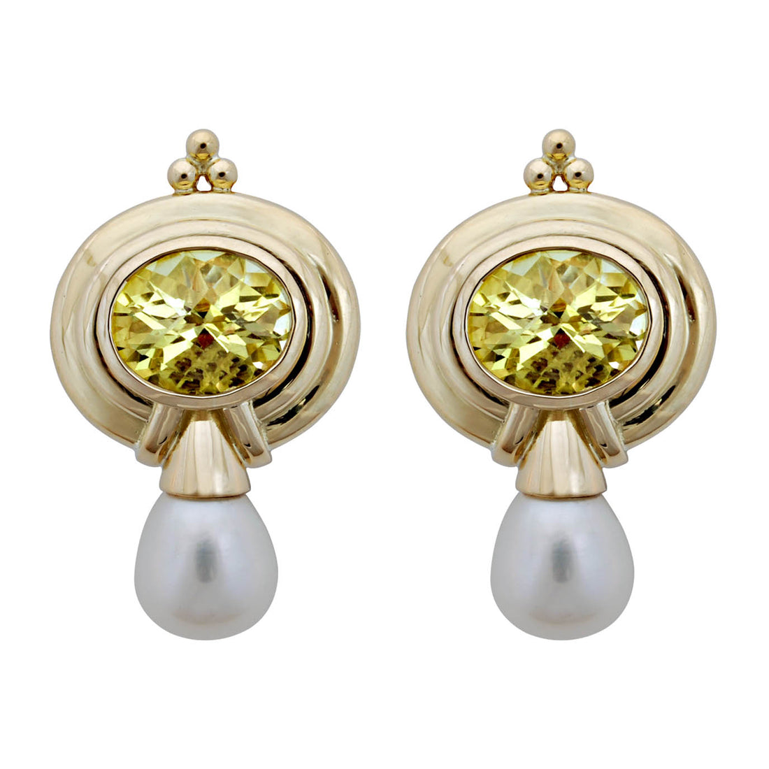 Earrings - Lemon Quartz And South Sea Pearl