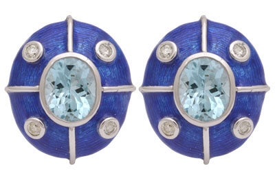 Repair - EARRINGS- BLUE TOPAZ AND DIAMOND (ENAMEL) - (187-HS) | Singhvi Jewels