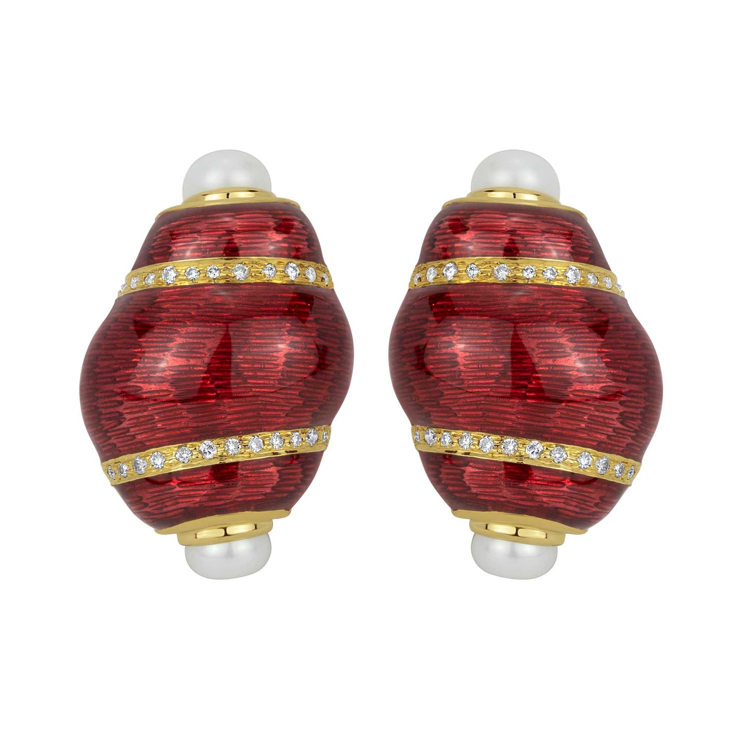 Earrings - Pearl and Diamond (Enamel) | Singhvi Jewels