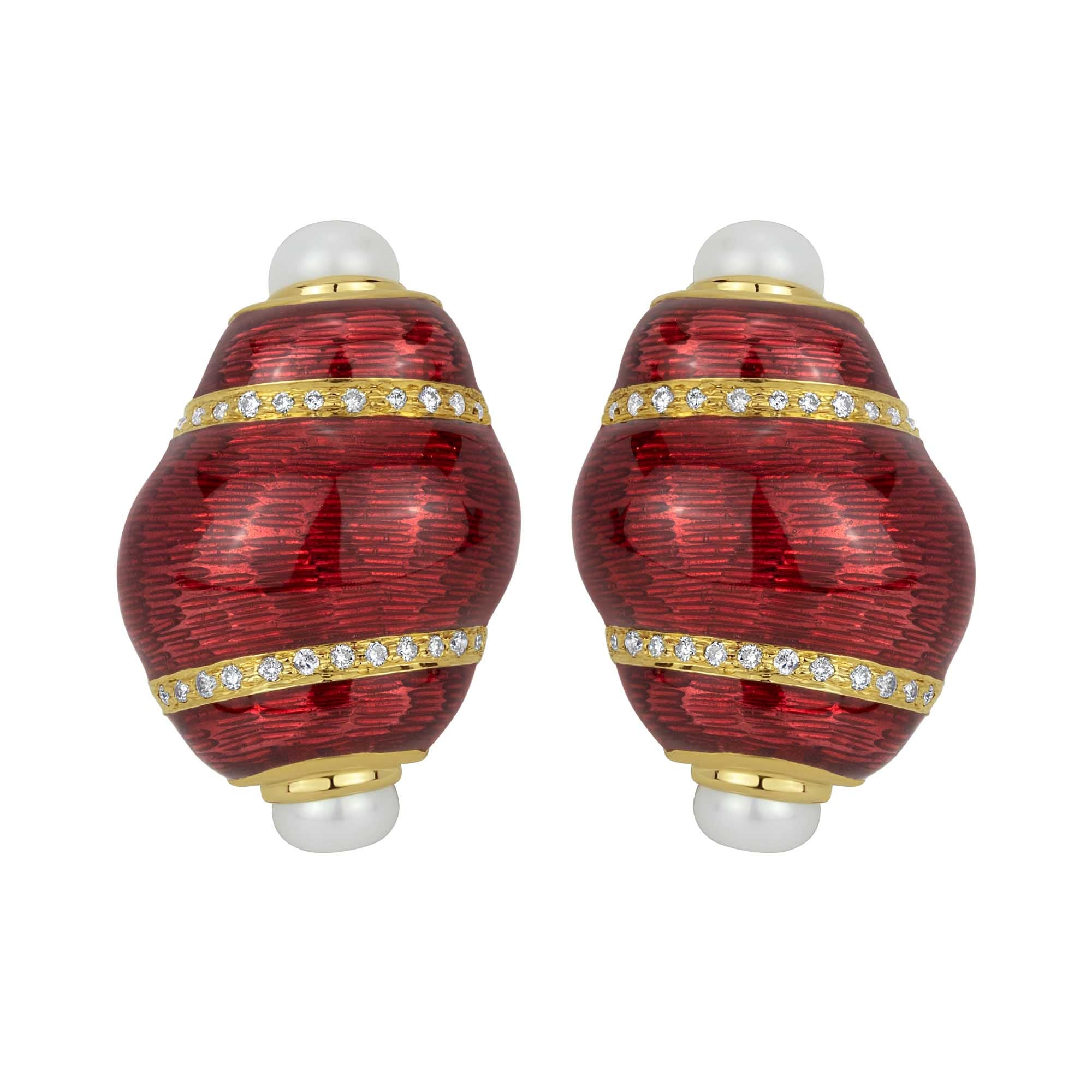 Earrings - Pearl and Diamond (Enamel) | Singhvi Jewels