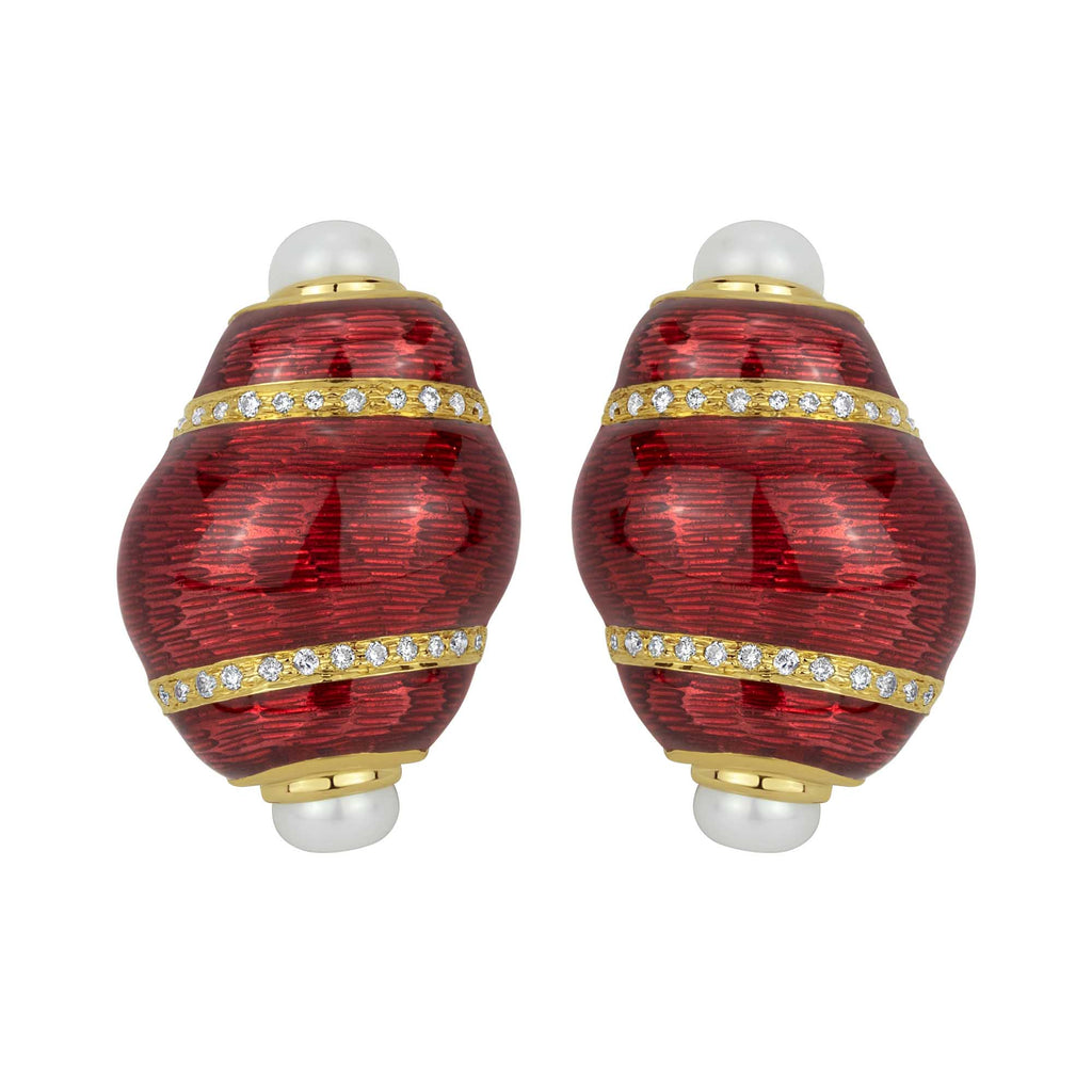 Earrings - Pearl And Diamond (enamel)