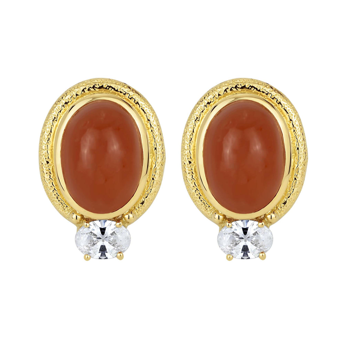 Earrings - Cornelian and Cubic Zirconia | Singhvi Jewels