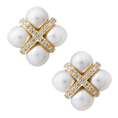 Earrings - Pearl and Diamond