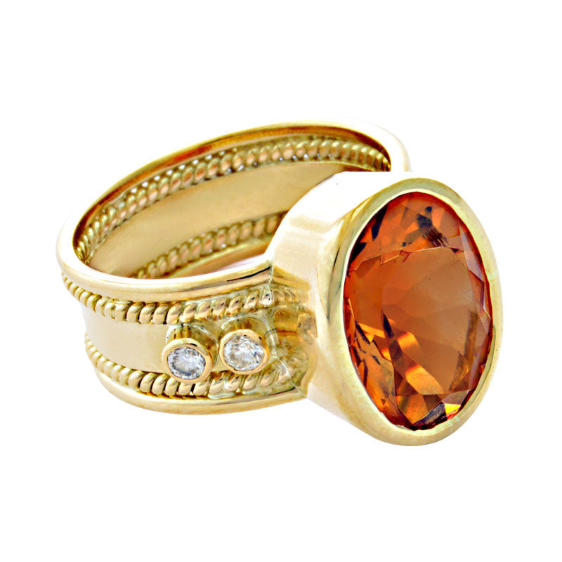 Repair - Ring - Citrine &amp; Diamond in 18K Gold (1913J)