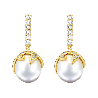 Earrings - Pearl And Diamond