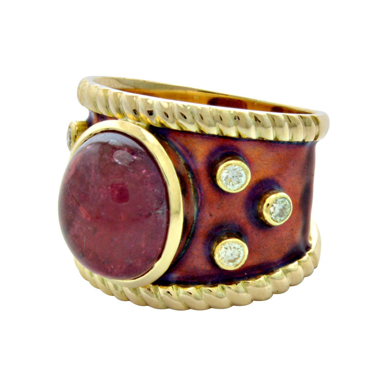 Repair - Ring - Rubellite and Diamond (Enamel) (1926J) | Singhvi Jewels