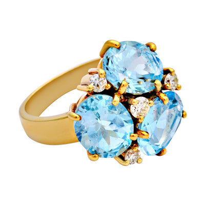 Ring - Blue Topaz And Diamond